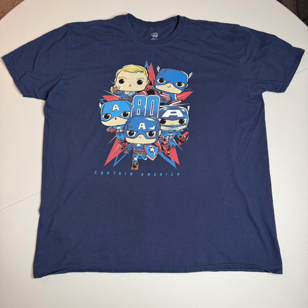 Captain America 80th‎ Anniversary Funko Pop! Tees Navy Blue Shirt Men's 2XL
